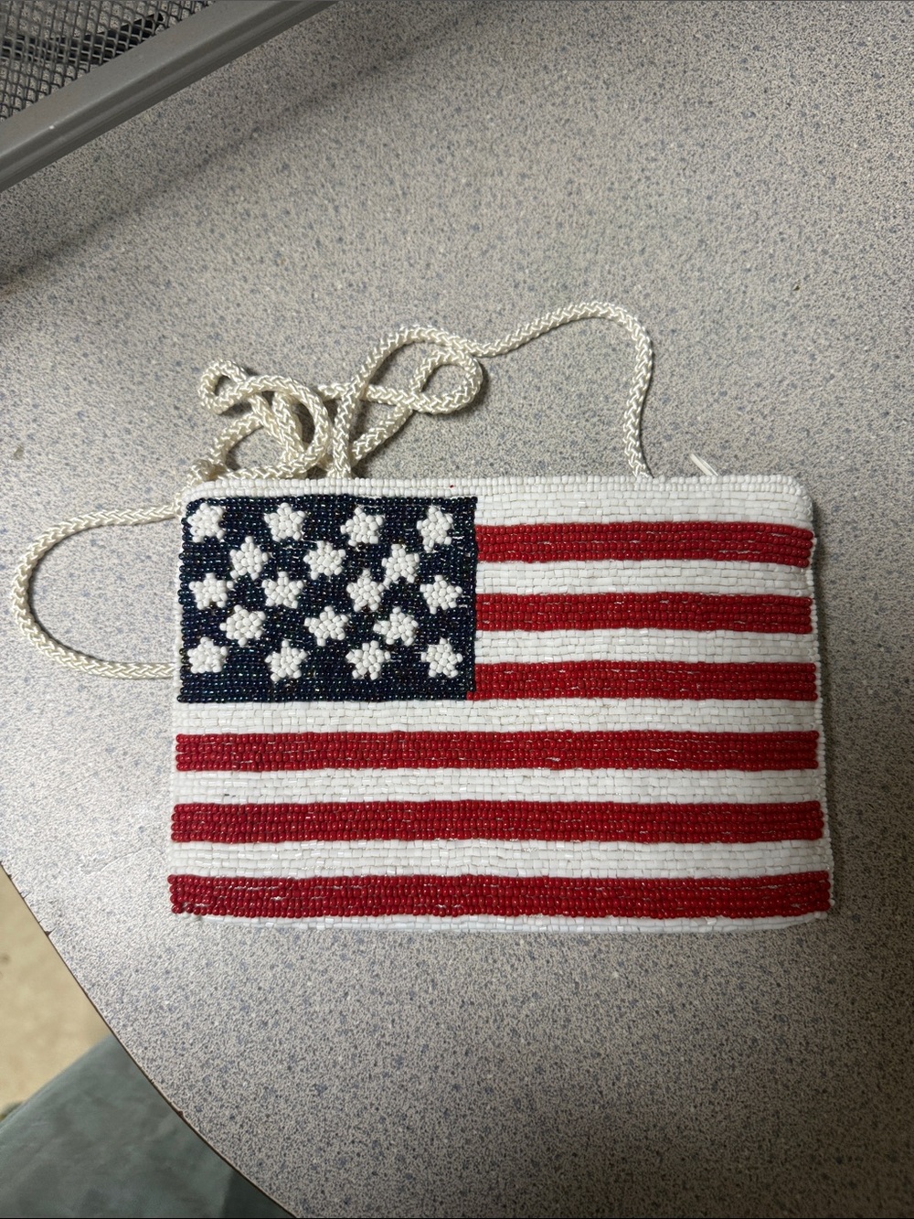 Beaded American Flag Crossbody Clutch - Red, White & Blue